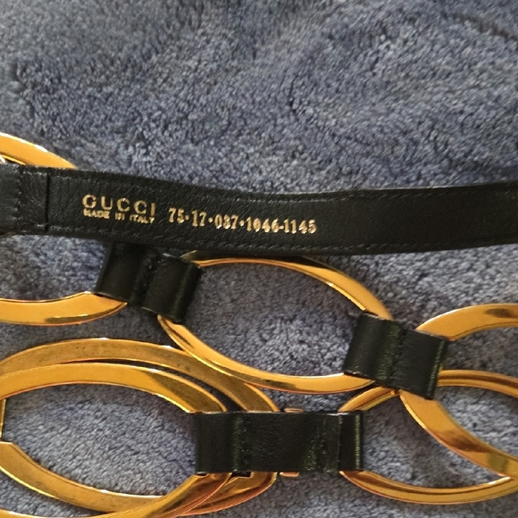 Vintage Gucci Black and Gold Oval Link Belt - Picture 2 of 14